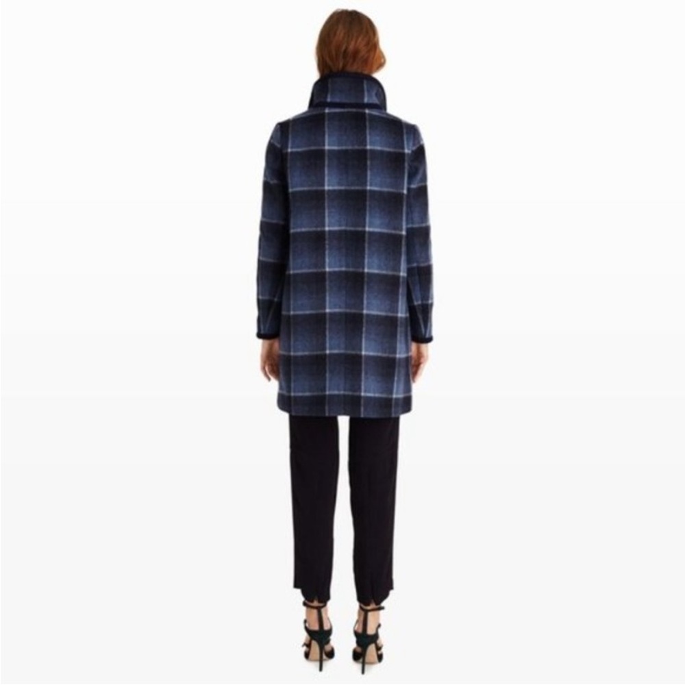 Club Monaco Italian Wool Blue Plaid Coat - Picture 5 of 6